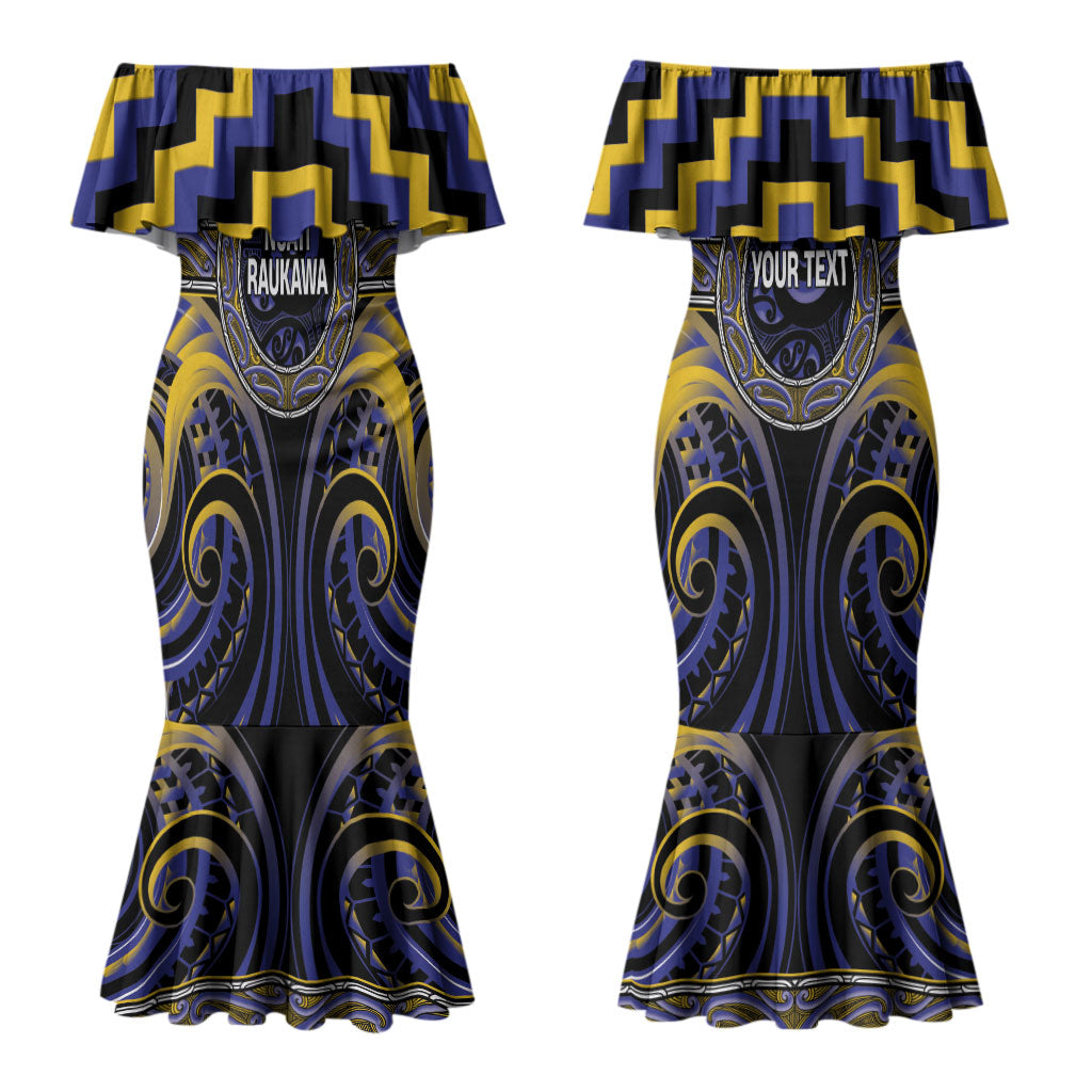 Aotearoa Ngati Raukawa Personalised Couples Matching Mermaid Dress and Long Sleeve Button Shirt Maori Iwi Poutama Puhoro Tattoo LT14 - Polynesian Pride