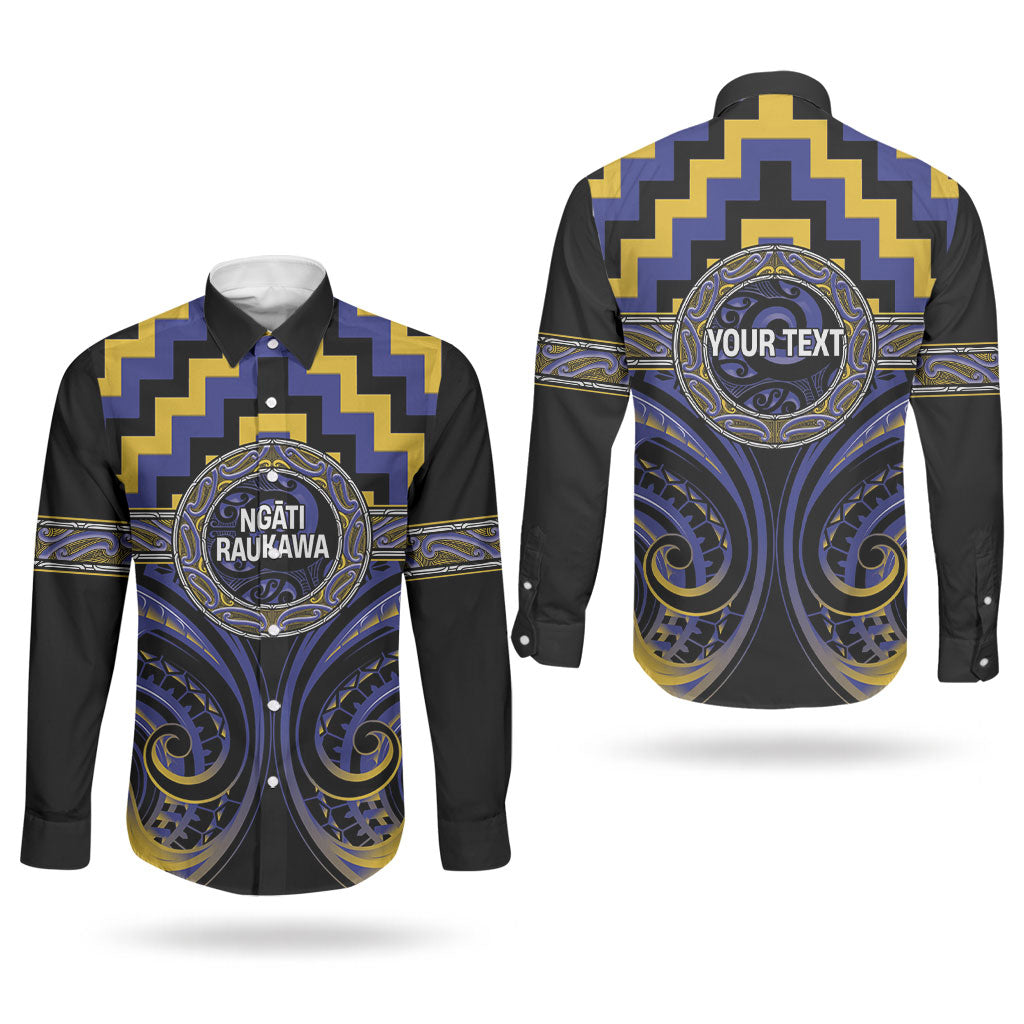 Aotearoa Ngati Raukawa Personalised Couples Matching Off Shoulder Maxi Dress and Long Sleeve Button Shirt Maori Iwi Poutama Puhoro Tattoo LT14 - Polynesian Pride