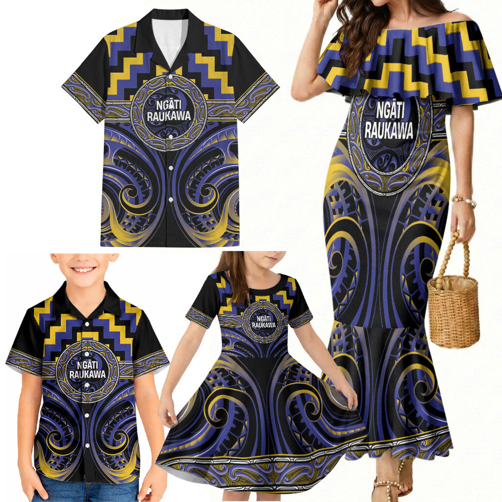 Aotearoa Ngati Raukawa Personalised Family Matching Mermaid Dress and Hawaiian Shirt Maori Iwi Poutama Puhoro Tattoo LT14 - Polynesian Pride