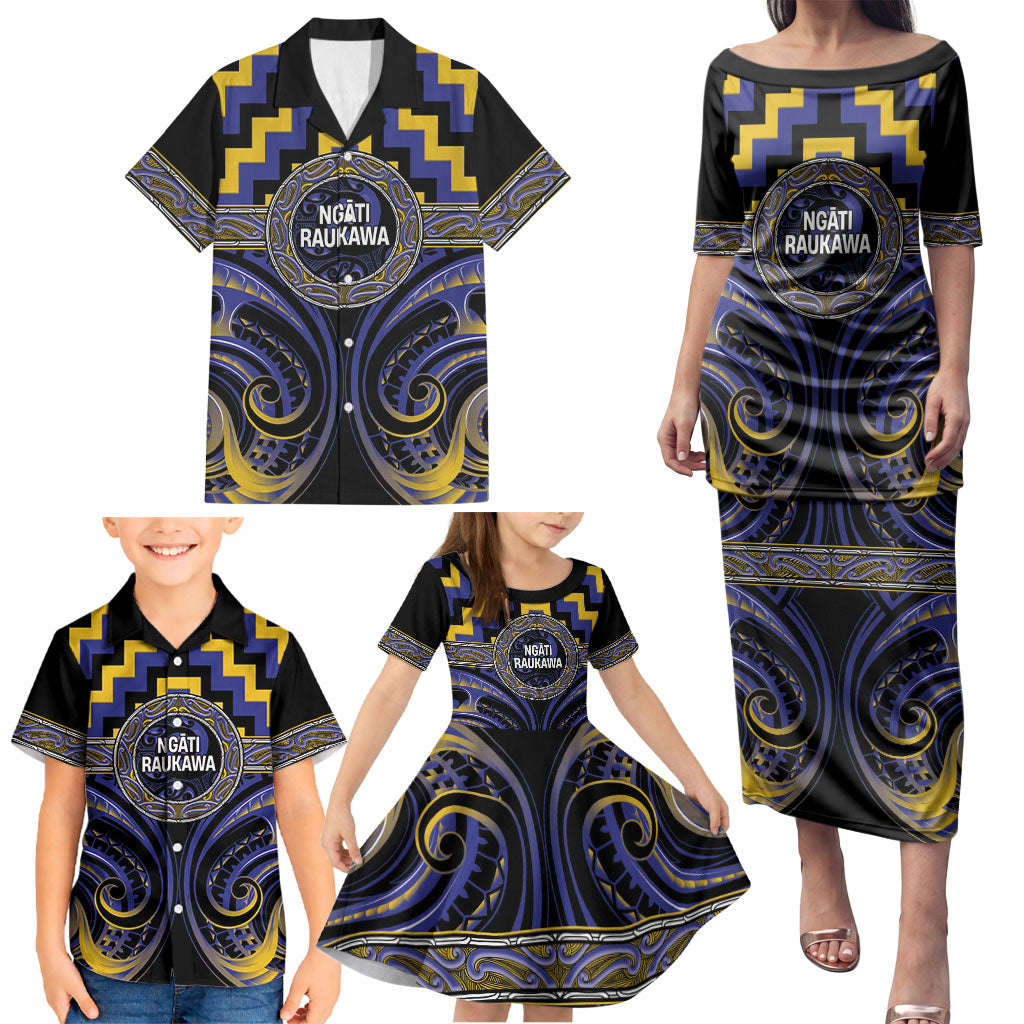 Aotearoa Ngati Raukawa Personalised Family Matching Puletasi and Hawaiian Shirt Maori Iwi Poutama Puhoro Tattoo LT14 - Polynesian Pride