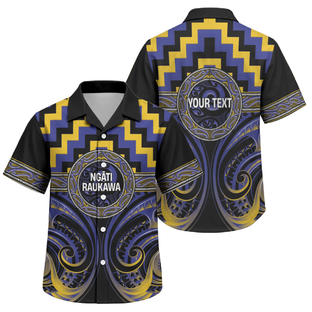Aotearoa Ngati Raukawa Personalised Family Matching Puletasi and Hawaiian Shirt Maori Iwi Poutama Puhoro Tattoo LT14 Son's Shirt Blue - Polynesian Pride