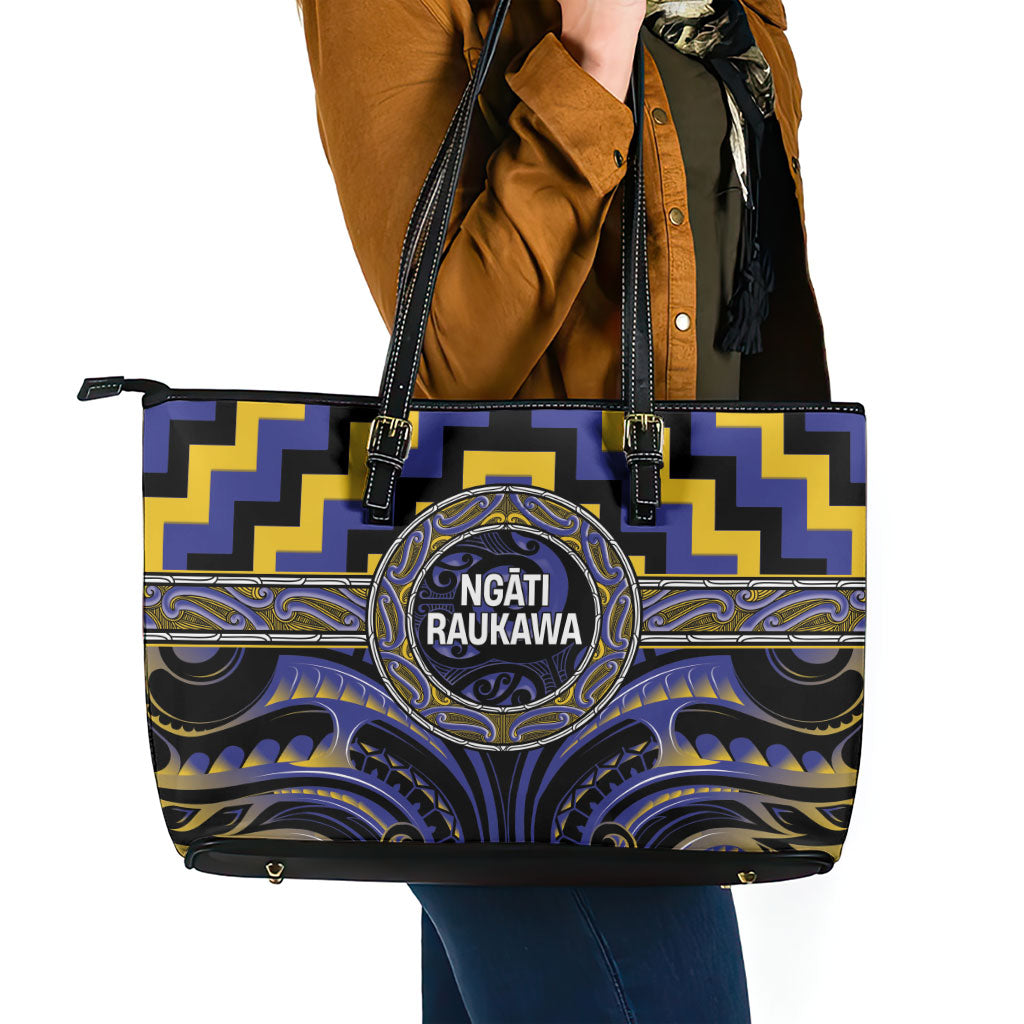 Aotearoa Ngati Raukawa Leather Tote Bag Maori Iwi Poutama Puhoro Tattoo LT14 - Polynesian Pride