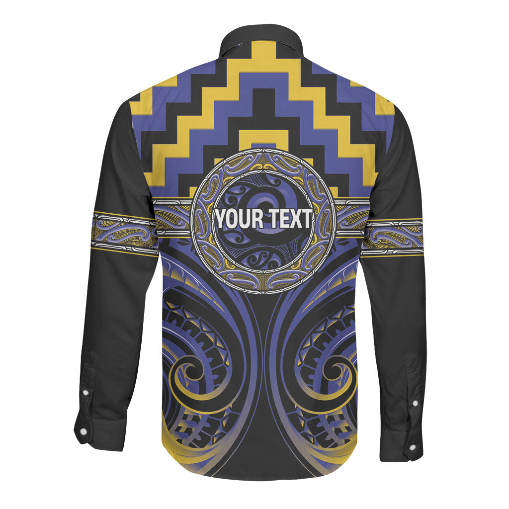 Aotearoa Ngati Raukawa Personalised Long Sleeve Button Shirt Maori Iwi Poutama Puhoro Tattoo LT14 - Polynesian Pride