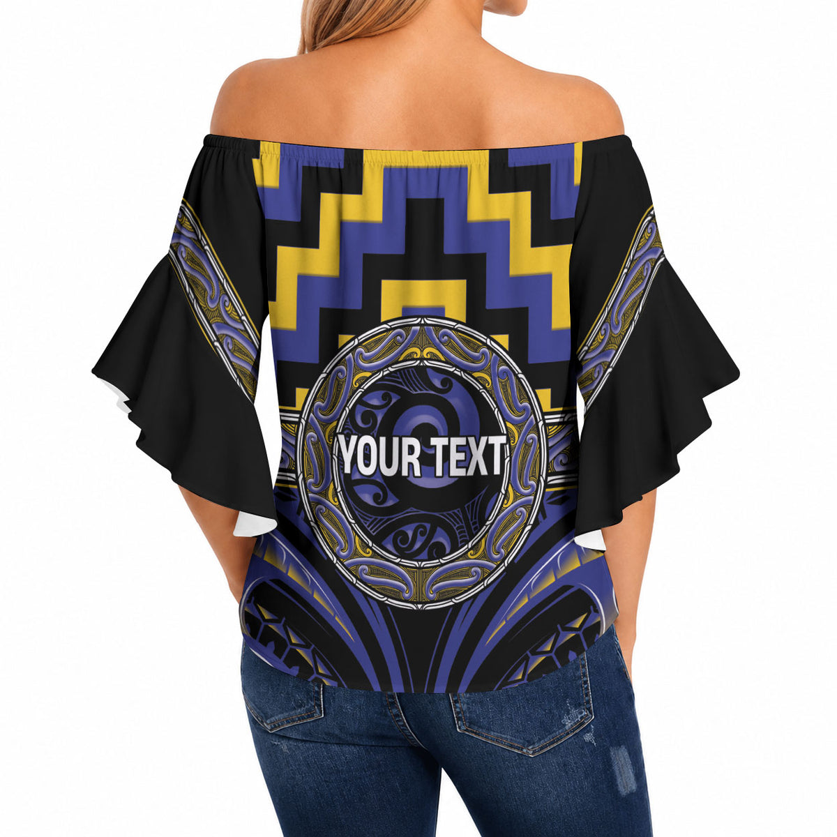 Aotearoa Ngati Raukawa Personalised Off Shoulder Wrap Waist Top Maori Iwi Poutama Puhoro Tattoo LT14 - Polynesian Pride