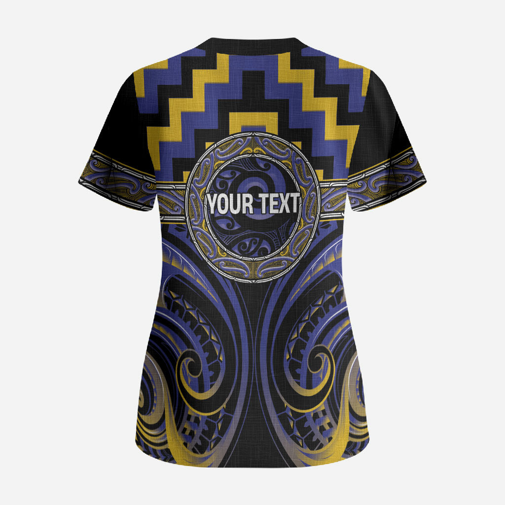 Aotearoa Ngati Raukawa Personalised Scrub Top Maori Iwi Poutama Puhoro Tattoo LT14 - Polynesian Pride