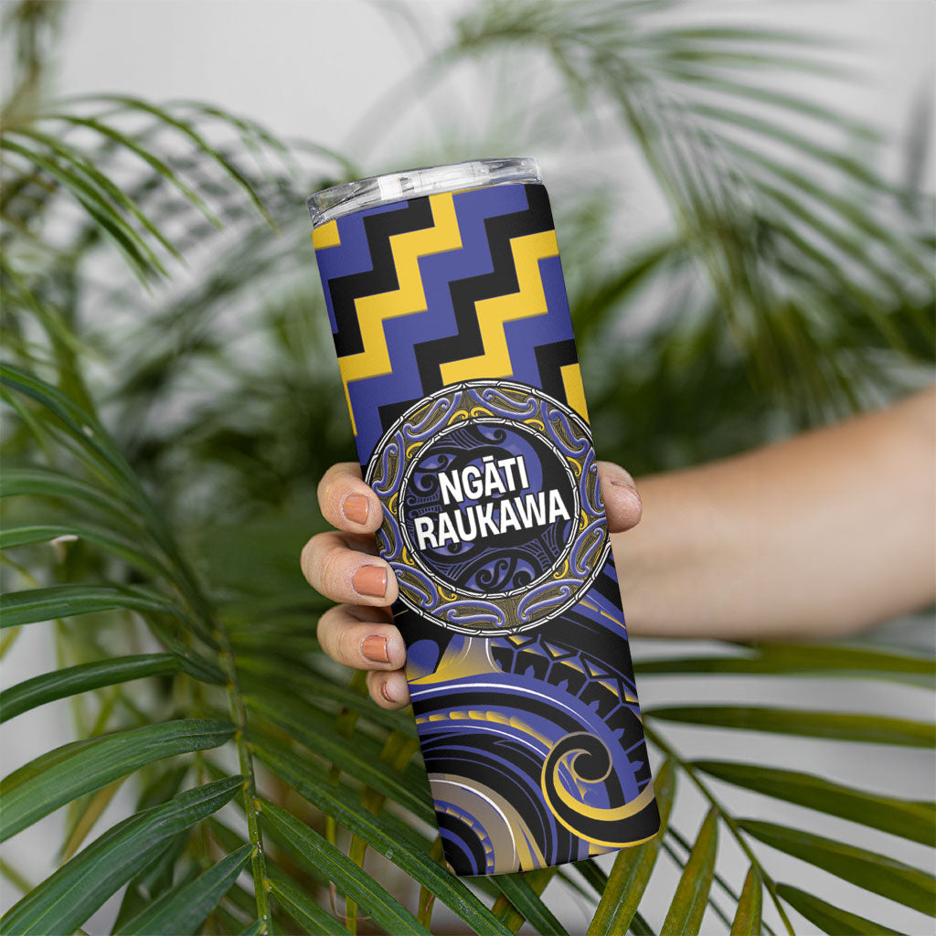 Aotearoa Ngati Raukawa Personalised Skinny Tumbler Maori Iwi Poutama Puhoro Tattoo LT14 - Polynesian Pride
