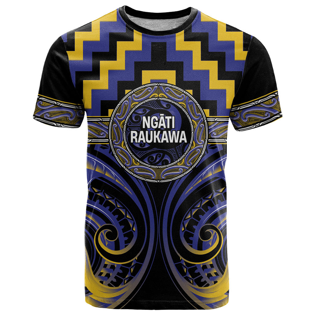 Aotearoa Ngati Raukawa Personalised T Shirt Maori Iwi Poutama Puhoro Tattoo LT14 Blue - Polynesian Pride