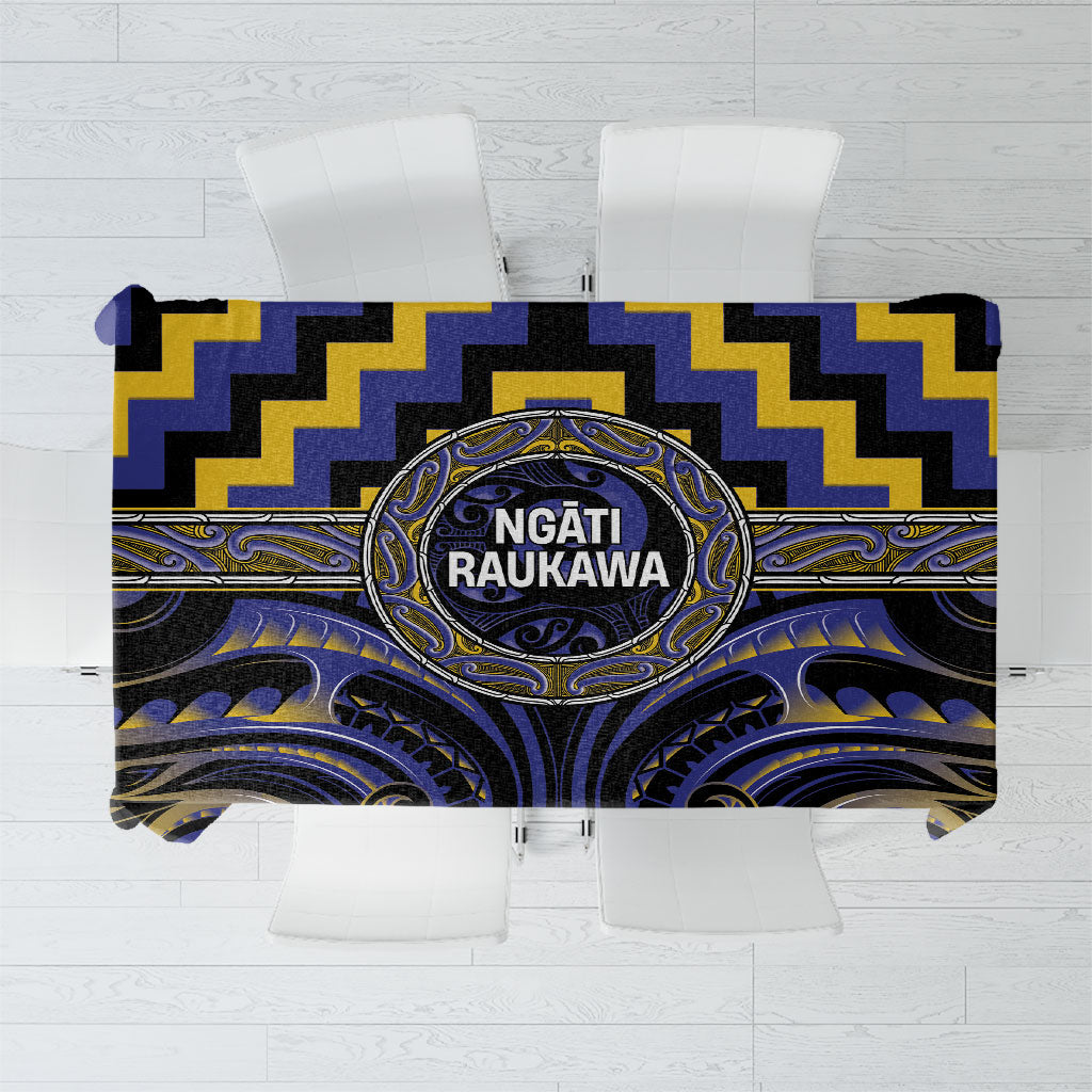 Aotearoa Ngati Raukawa Tablecloth Maori Iwi Poutama Puhoro Tattoo LT14 Blue - Polynesian Pride