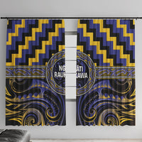 Aotearoa Ngati Raukawa Window Curtain Maori Iwi Poutama Puhoro Tattoo LT14 With Hooks Blue - Polynesian Pride