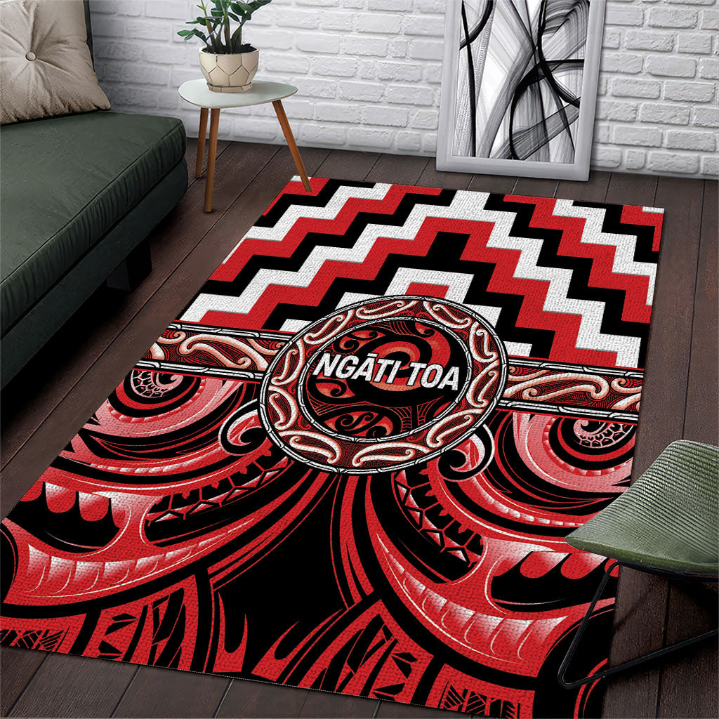 Aotearoa Ngati Toa Area Rug Maori Iwi Poutama Puhoro Tattoo LT14 Red - Polynesian Pride