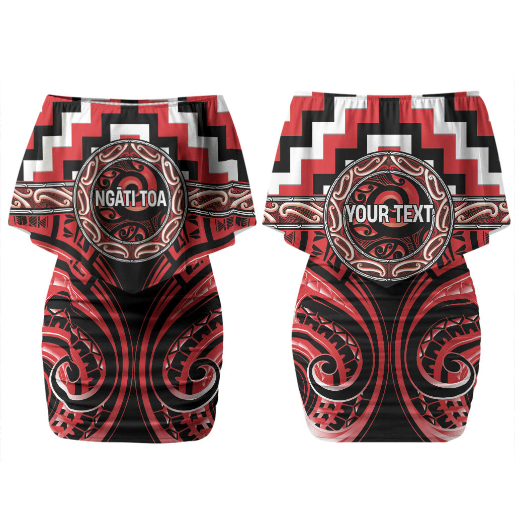 Aotearoa Ngati Toa Personalised Couples Matching Off Shoulder Short Dress and Hawaiian Shirt Maori Iwi Poutama Puhoro Tattoo LT14 - Polynesian Pride