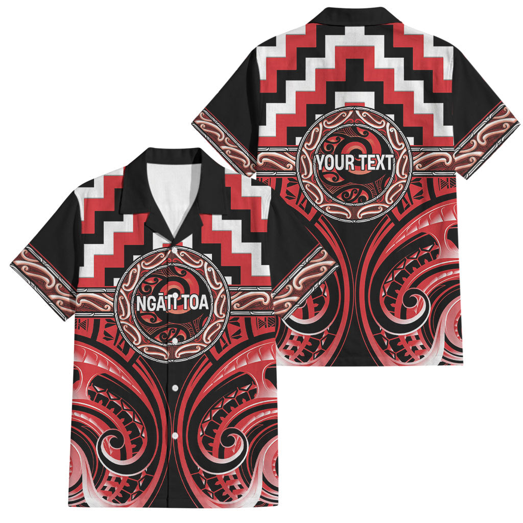 Aotearoa Ngati Toa Personalised Family Matching Long Sleeve Bodycon Dress and Hawaiian Shirt Maori Iwi Poutama Puhoro Tattoo LT14 Dad's Shirt - Short Sleeve Red - Polynesian Pride
