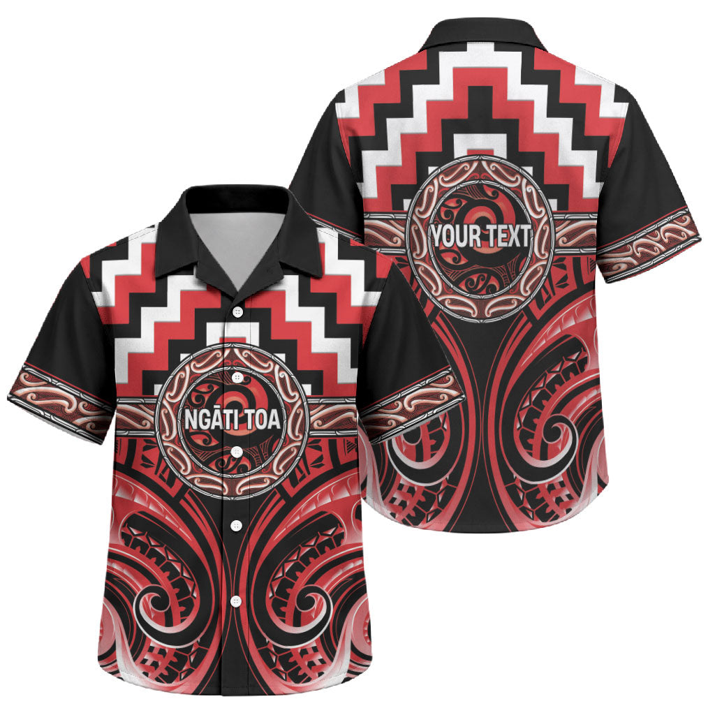Aotearoa Ngati Toa Personalised Family Matching Off The Shoulder Long Sleeve Dress and Hawaiian Shirt Maori Iwi Poutama Puhoro Tattoo LT14 Son's Shirt Red - Polynesian Pride