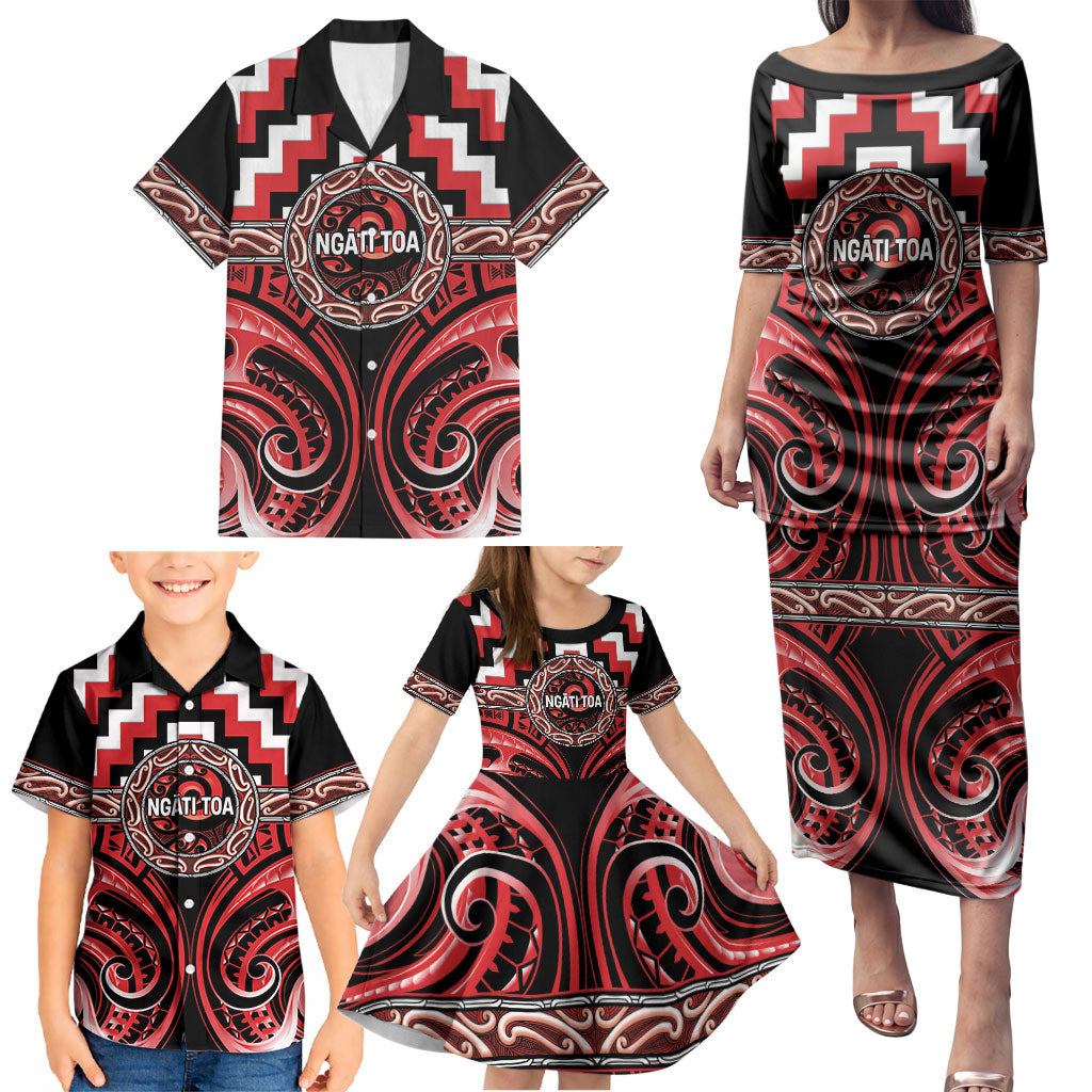 Aotearoa Ngati Toa Personalised Family Matching Puletasi and Hawaiian Shirt Maori Iwi Poutama Puhoro Tattoo LT14 - Polynesian Pride