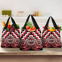 Aotearoa Ngati Toa Grocery Bag Maori Iwi Poutama Puhoro Tattoo LT14 3-pack One Size Red - Polynesian Pride