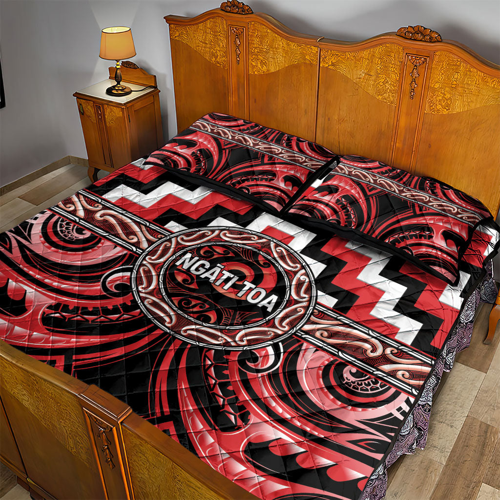 Aotearoa Ngati Toa Quilt Bed Set Maori Iwi Poutama Puhoro Tattoo LT14 - Polynesian Pride
