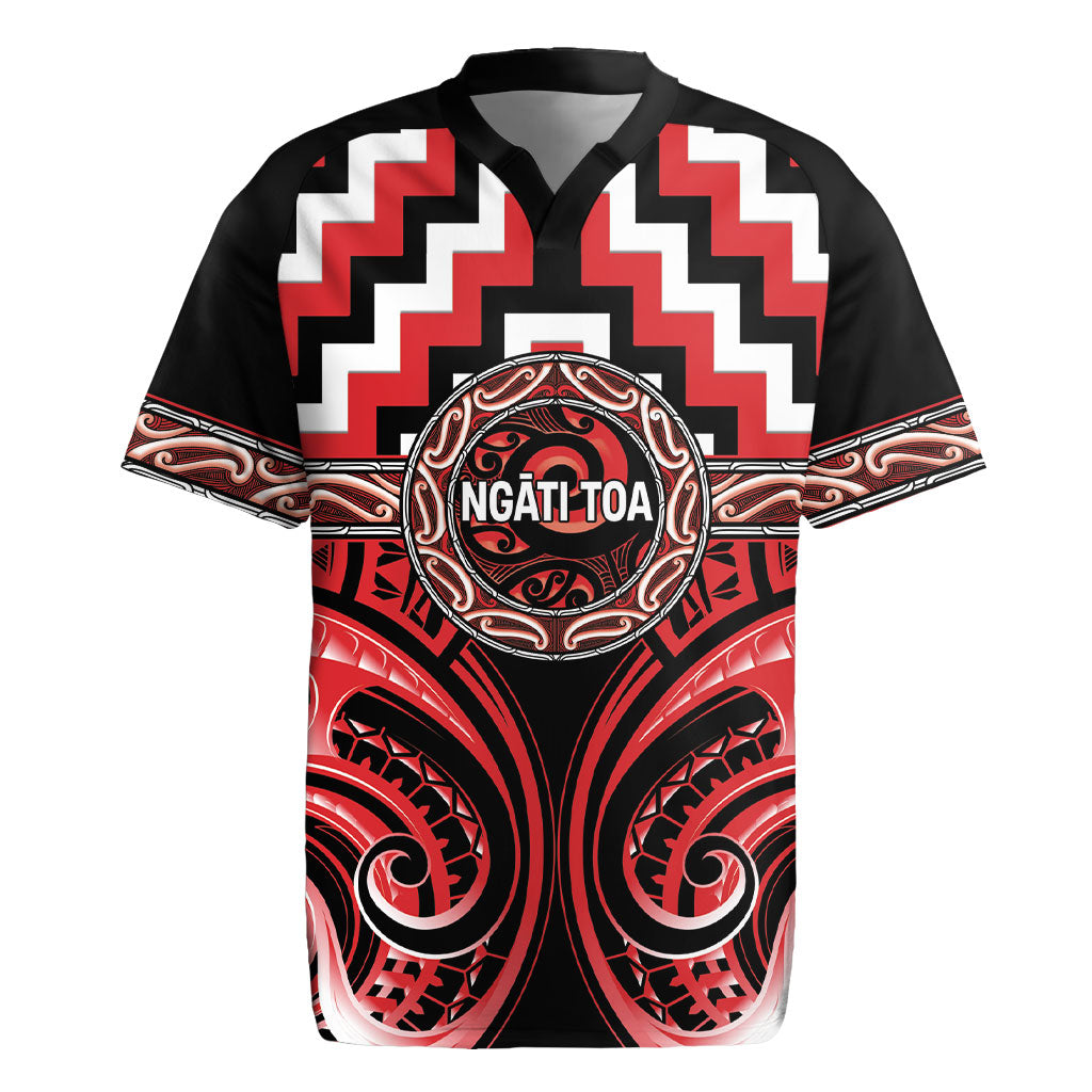 Aotearoa Ngati Toa Personalised Rugby Jersey Maori Iwi Poutama Puhoro Tattoo LT14 Red - Polynesian Pride
