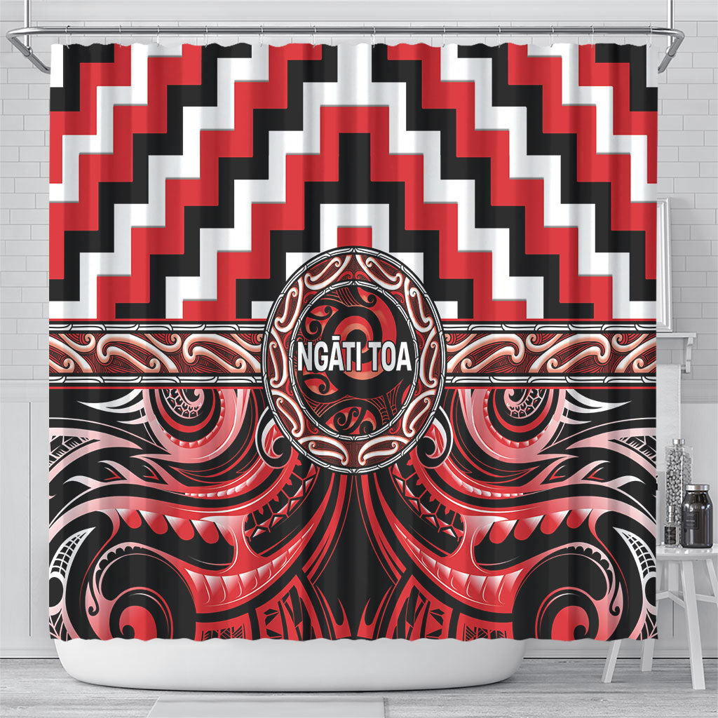 Aotearoa Ngati Toa Shower Curtain Maori Iwi Poutama Puhoro Tattoo LT14 - Polynesian Pride