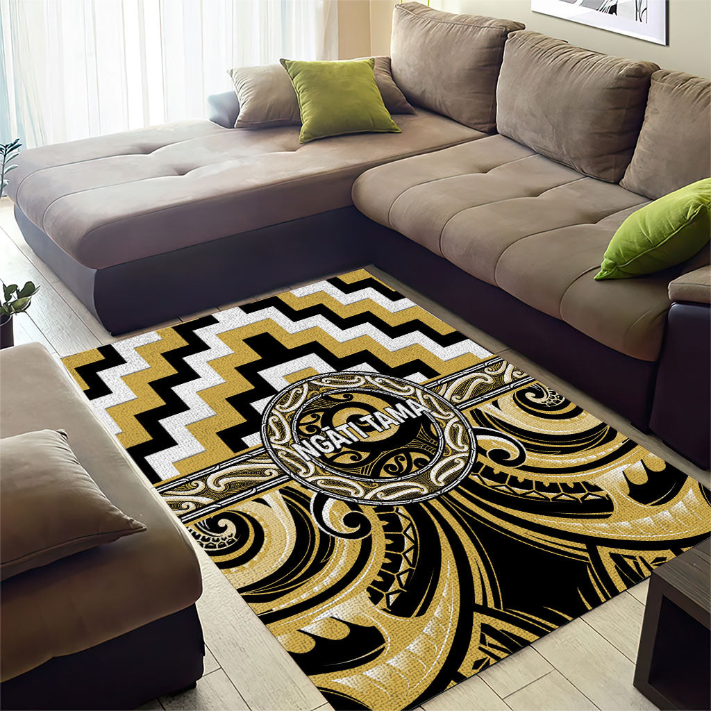 Aotearoa Ngati Tama Area Rug Maori Iwi Poutama Puhoro Tattoo LT14 - Polynesian Pride