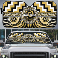 Aotearoa Ngati Tama Auto Sun Shade Maori Iwi Poutama Puhoro Tattoo LT14 Yellow - Polynesian Pride