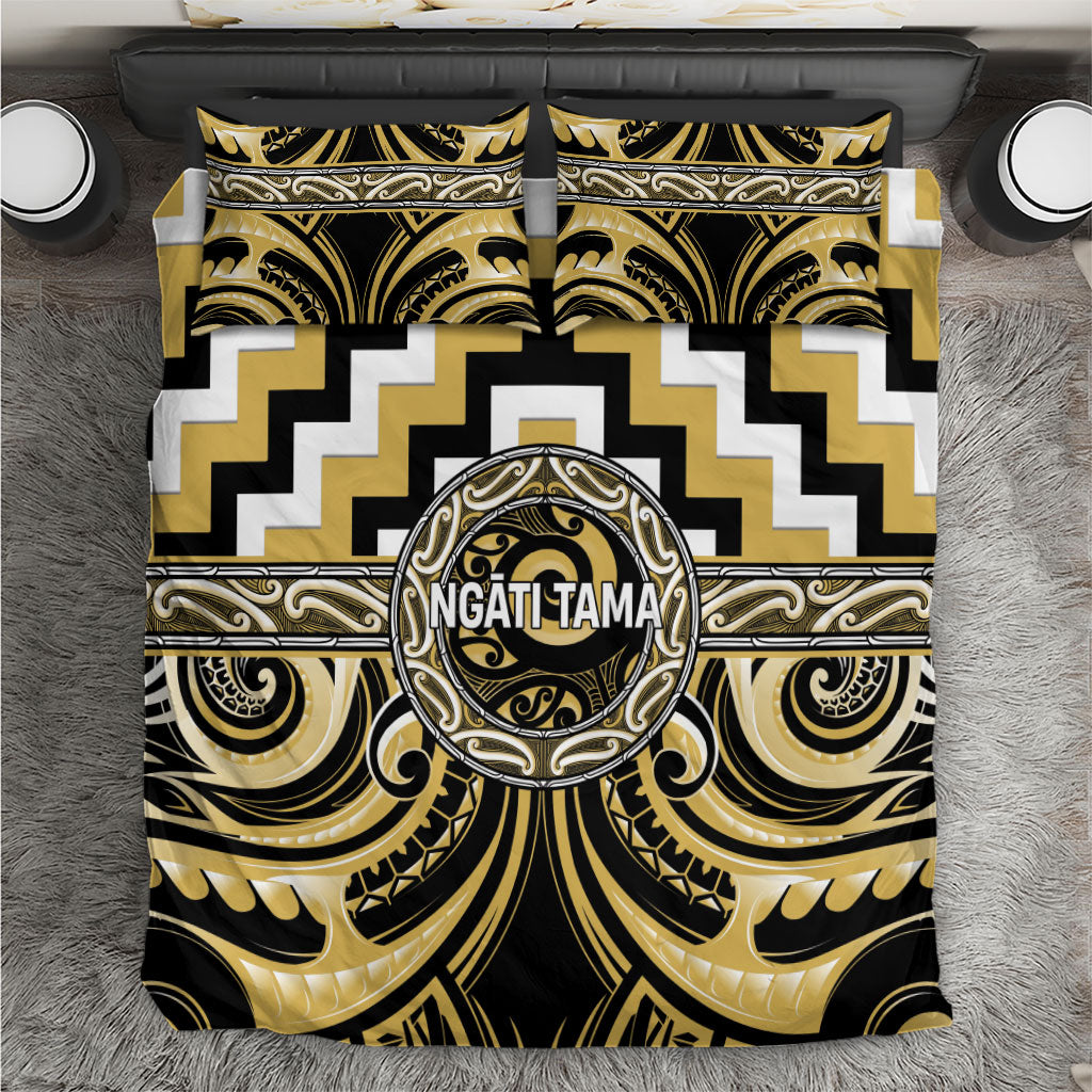 Aotearoa Ngati Tama Bedding Set Maori Iwi Poutama Puhoro Tattoo LT14 Yellow - Polynesian Pride