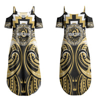 Aotearoa Ngati Tama Personalised Couples Matching Summer Maxi Dress and Hawaiian Shirt Maori Iwi Poutama Puhoro Tattoo LT14 - Polynesian Pride