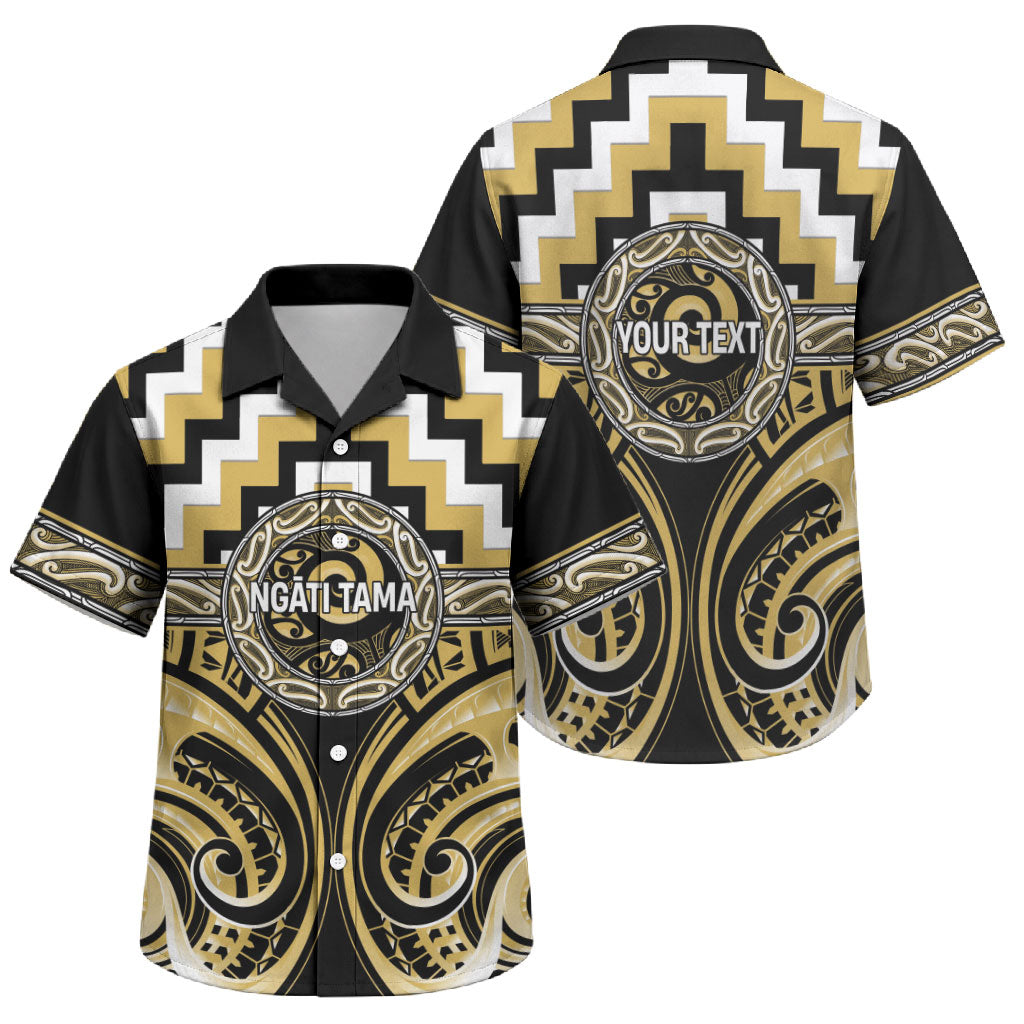Aotearoa Ngati Tama Personalised Family Matching Off Shoulder Short Dress and Hawaiian Shirt Maori Iwi Poutama Puhoro Tattoo LT14 Son's Shirt Yellow - Polynesian Pride