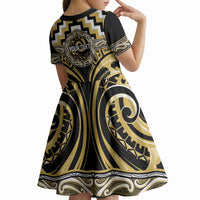 Aotearoa Ngati Tama Personalised Kid Short Sleeve Dress Maori Iwi Poutama Puhoro Tattoo LT14 - Polynesian Pride