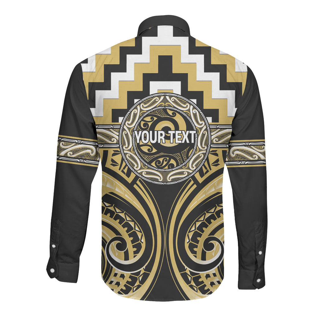Aotearoa Ngati Tama Personalised Long Sleeve Button Shirt Maori Iwi Poutama Puhoro Tattoo LT14 - Polynesian Pride