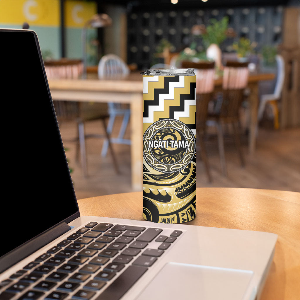 Aotearoa Ngati Tama Personalised Skinny Tumbler Maori Iwi Poutama Puhoro Tattoo LT14 - Polynesian Pride