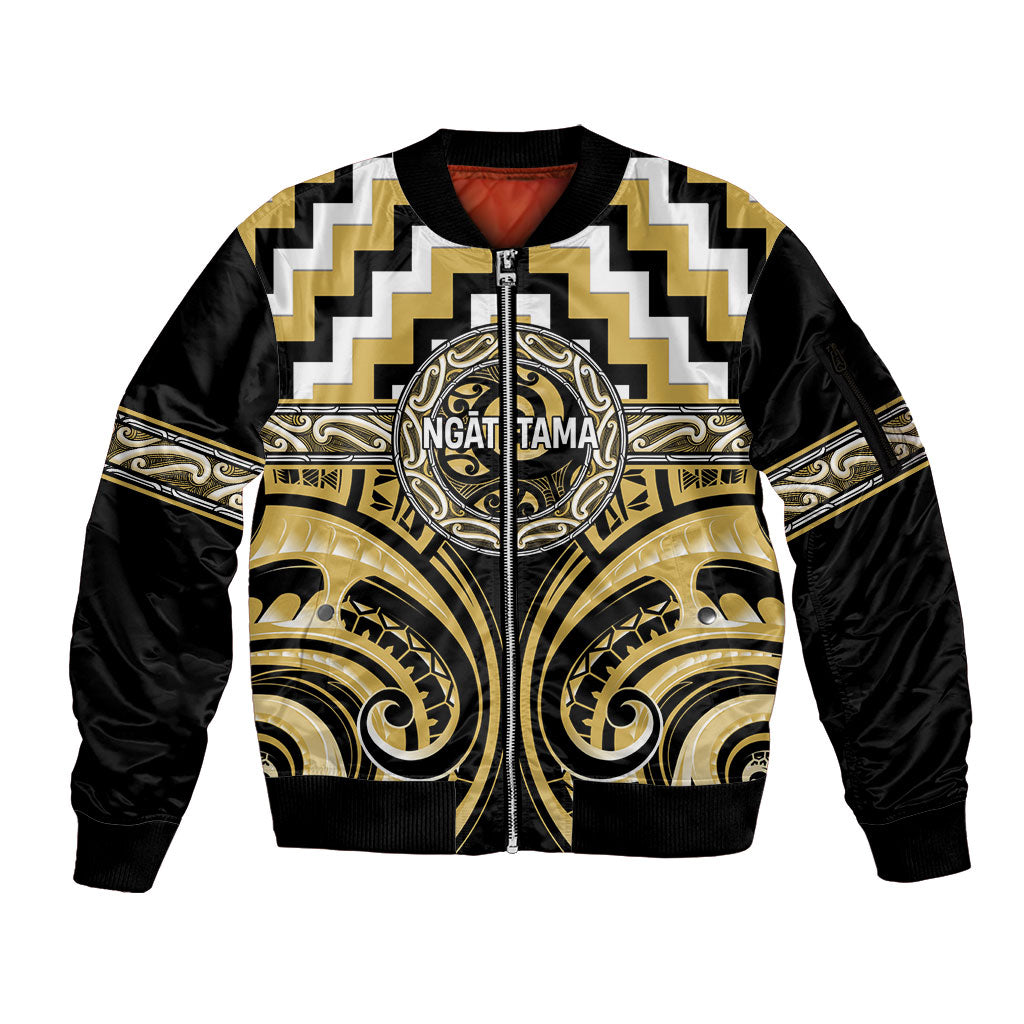 Aotearoa Ngati Tama Personalised Sleeve Zip Bomber Jacket Maori Iwi Poutama Puhoro Tattoo LT14 Unisex Yellow - Polynesian Pride