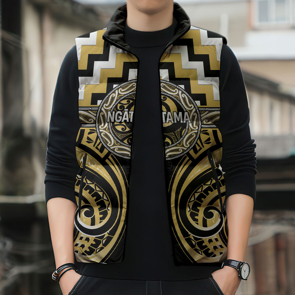 Aotearoa Ngati Tama Personalised Sleeveless Puffer Jacket Maori Iwi Poutama Puhoro Tattoo LT14 - Polynesian Pride