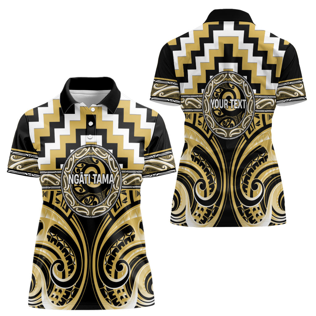 Aotearoa Ngati Tama Personalised Women Polo Shirt Maori Iwi Poutama Puhoro Tattoo LT14 - Polynesian Pride