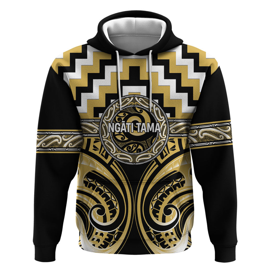 Aotearoa Ngati Tama Personalised Zip Hoodie Maori Iwi Poutama Puhoro Tattoo LT14 Pullover Hoodie Yellow - Polynesian Pride
