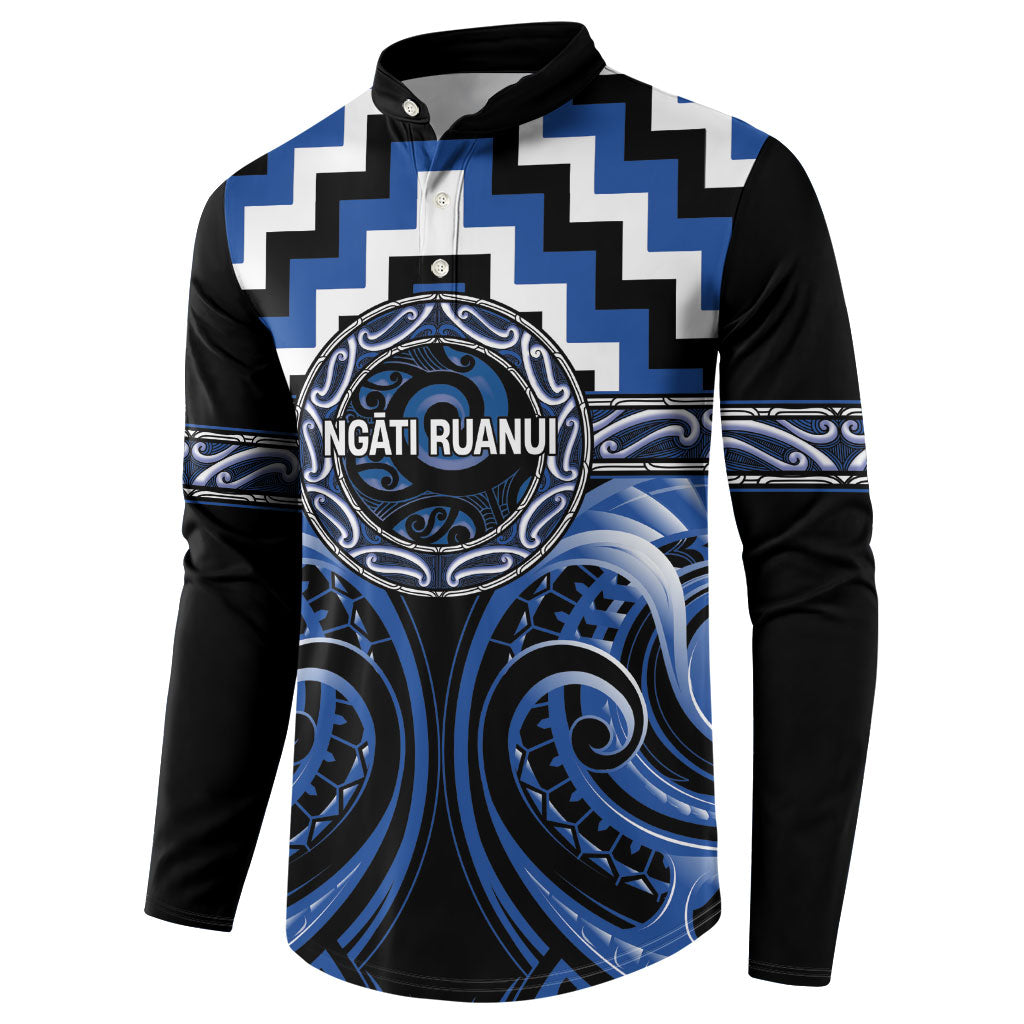 Aotearoa Ngati Ruanui Personalised Button Sweatshirt Maori Iwi Poutama Puhoro Tattoo LT14 - Polynesian Pride