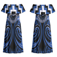 Aotearoa Ngati Ruanui Personalised Couples Matching Off Shoulder Maxi Dress and Hawaiian Shirt Maori Iwi Poutama Puhoro Tattoo LT14 - Polynesian Pride