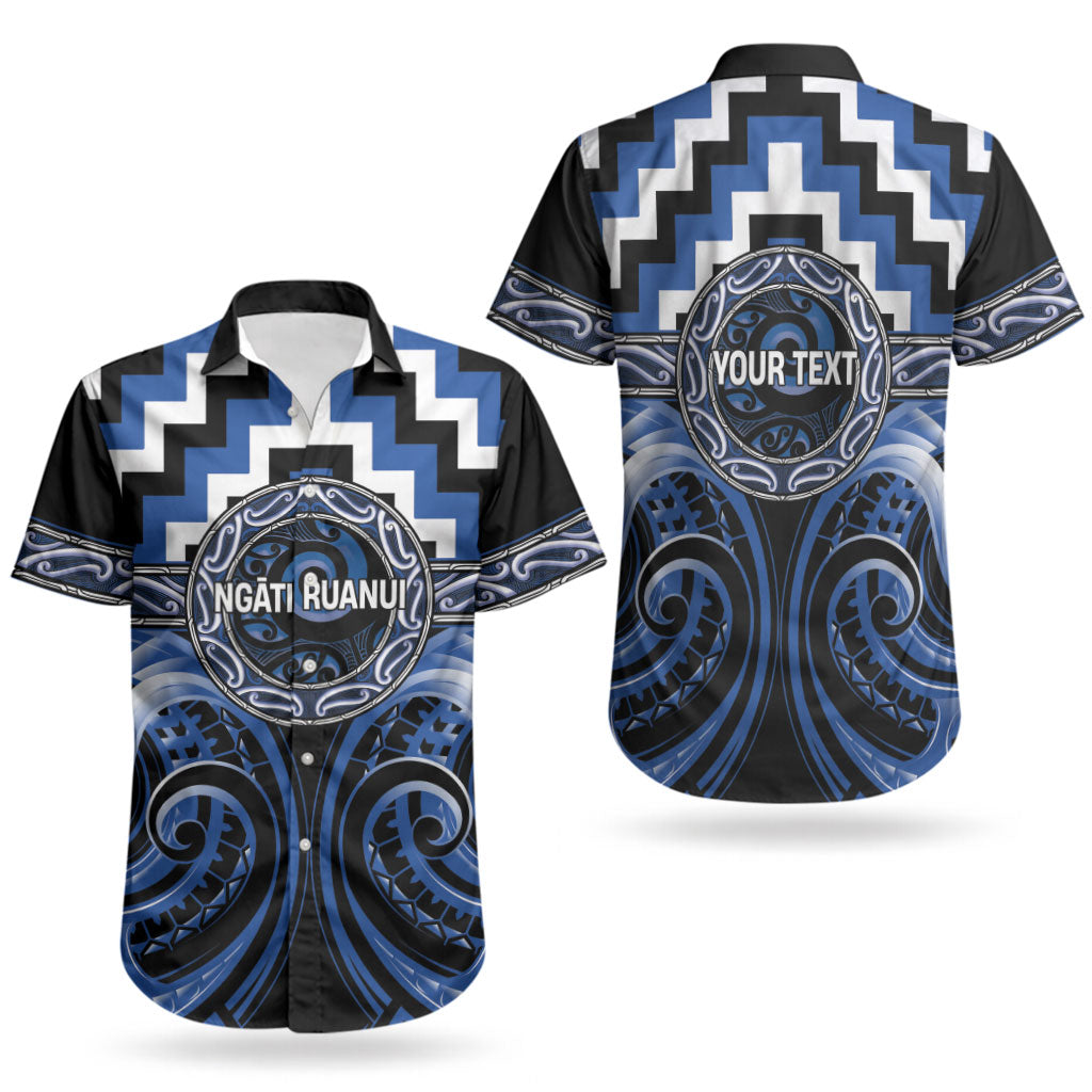 Aotearoa Ngati Ruanui Personalised Couples Matching Off The Shoulder Long Sleeve Dress and Hawaiian Shirt Maori Iwi Poutama Puhoro Tattoo LT14 - Polynesian Pride