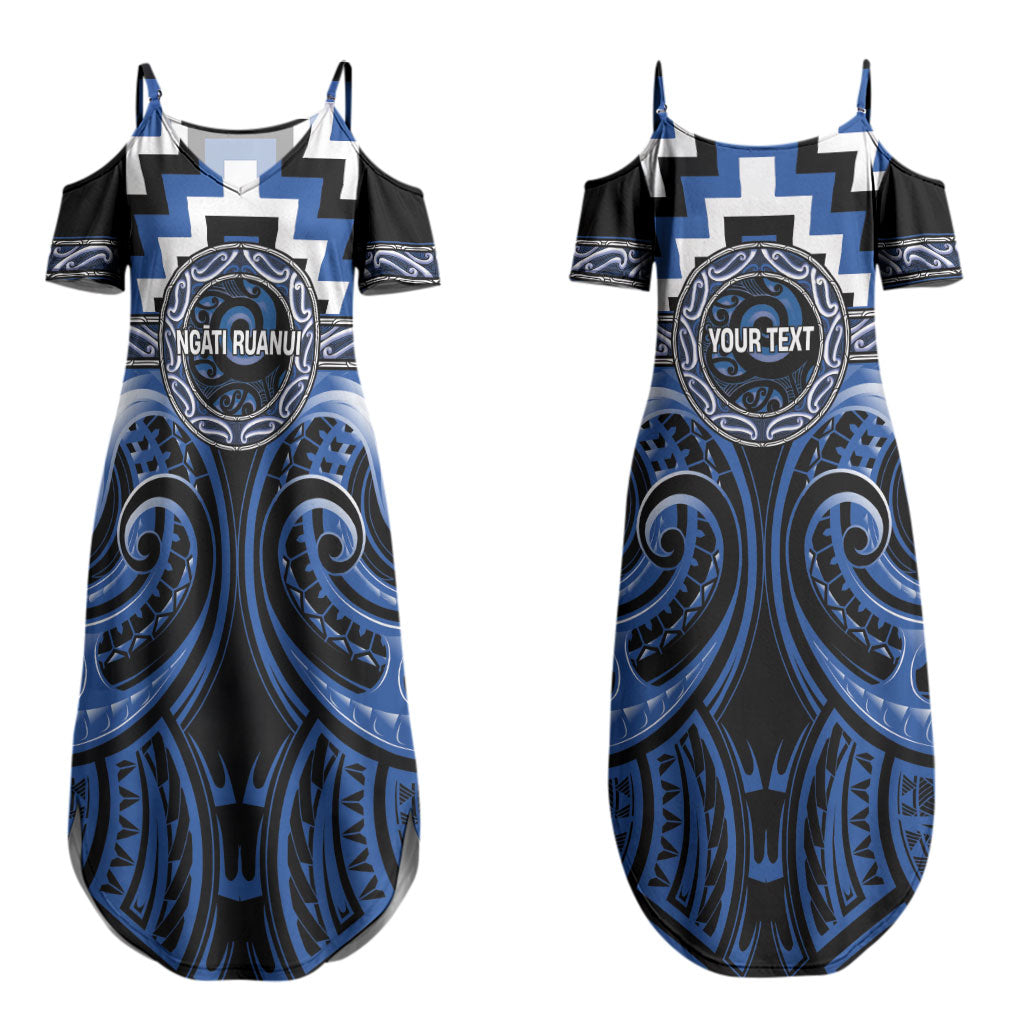 Aotearoa Ngati Ruanui Personalised Couples Matching Summer Maxi Dress and Hawaiian Shirt Maori Iwi Poutama Puhoro Tattoo LT14 - Polynesian Pride