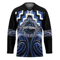 Aotearoa Ngati Ruanui Personalised Hockey Jersey Maori Iwi Poutama Puhoro Tattoo LT14 Unisex Blue - Polynesian Pride