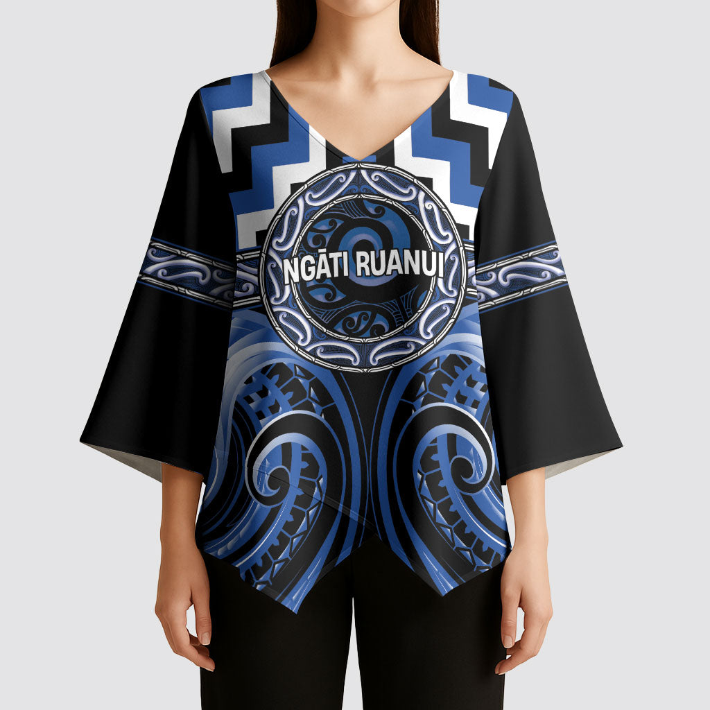 Aotearoa Ngati Ruanui Personalised Kimono Sleeve Blouse Maori Iwi Poutama Puhoro Tattoo LT14 - Polynesian Pride