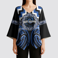 Aotearoa Ngati Ruanui Personalised Kimono Sleeve Blouse Maori Iwi Poutama Puhoro Tattoo LT14 - Polynesian Pride