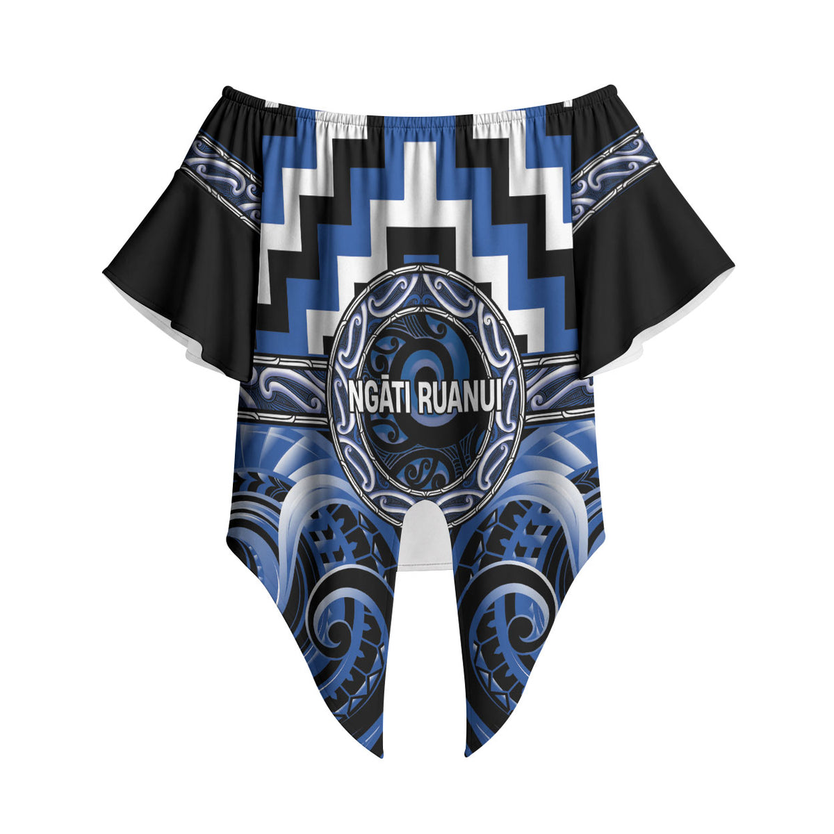 Aotearoa Ngati Ruanui Personalised Off Shoulder Wrap Waist Top Maori Iwi Poutama Puhoro Tattoo LT14 - Polynesian Pride