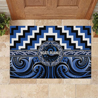 Aotearoa Ngati Ruanui Rubber Doormat Maori Iwi Poutama Puhoro Tattoo LT14 Blue - Polynesian Pride