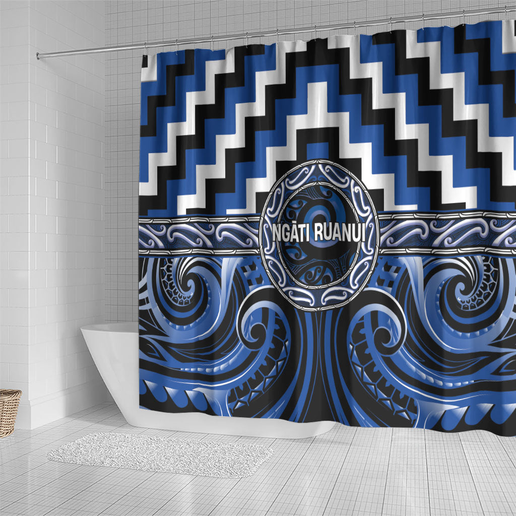Aotearoa Ngati Ruanui Shower Curtain Maori Iwi Poutama Puhoro Tattoo LT14 - Polynesian Pride
