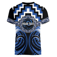 Aotearoa Ngati Ruanui Personalised Women V-Neck T-Shirt Maori Iwi Poutama Puhoro Tattoo LT14 - Polynesian Pride