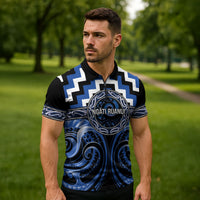 Aotearoa Ngati Ruanui Personalised Zipper Polo Shirt Maori Iwi Poutama Puhoro Tattoo LT14 - Polynesian Pride