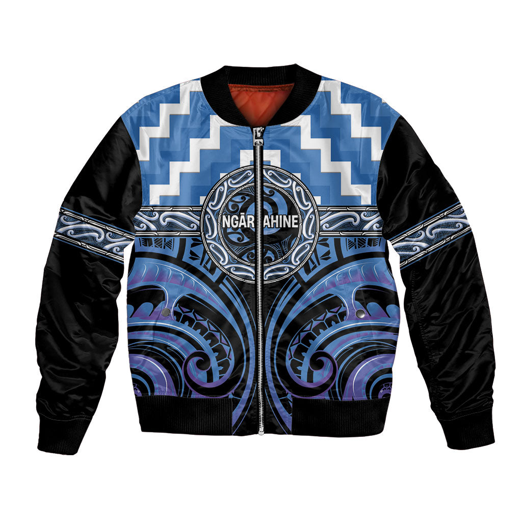 Aotearoa Ngaruahine Personalised Bomber Jacket Maori Iwi Poutama Puhoro Tattoo LT14 Unisex Blue - Polynesian Pride