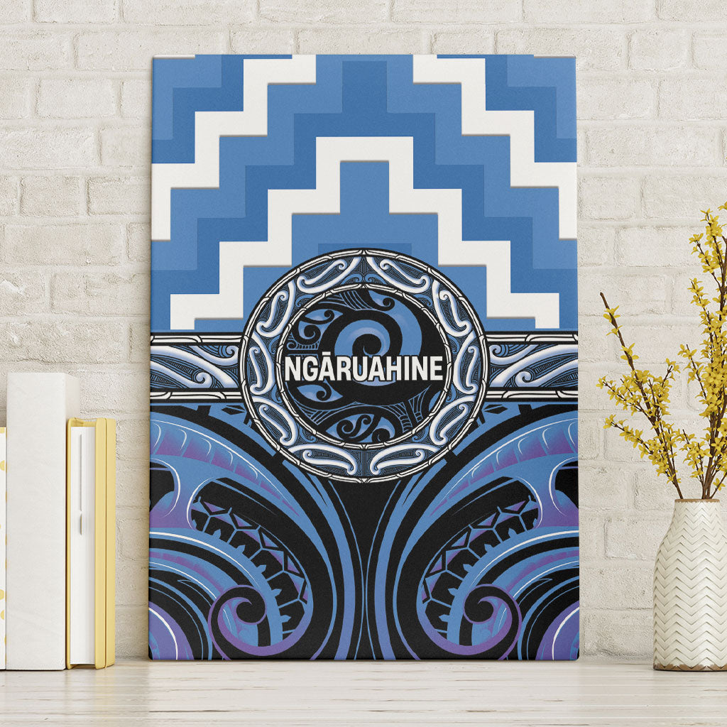 Aotearoa Ngaruahine Canvas Wall Art Maori Iwi Poutama Puhoro Tattoo LT14 Without Frame Blue - Polynesian Pride
