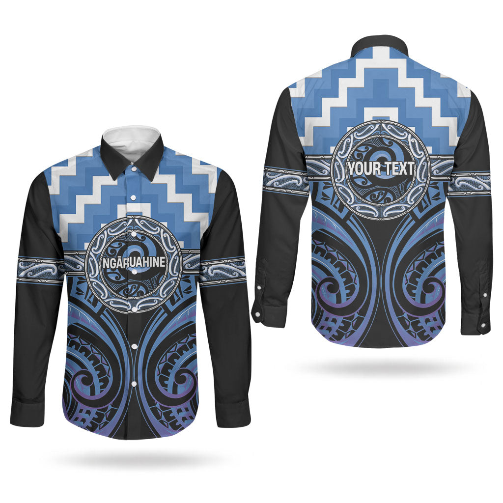 Aotearoa Ngaruahine Personalised Couples Matching Off Shoulder Maxi Dress and Long Sleeve Button Shirt Maori Iwi Poutama Puhoro Tattoo LT14 - Polynesian Pride
