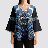 Aotearoa Ngaruahine Personalised Kimono Sleeve Blouse Maori Iwi Poutama Puhoro Tattoo LT14 - Polynesian Pride
